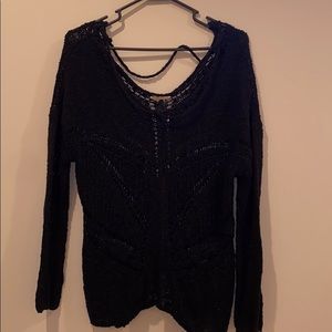 Black criss cross knit sweater